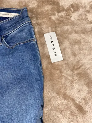 NWT PacSun Medium Blue lace up Side Skinny Jeans size 22 thumbnail 3