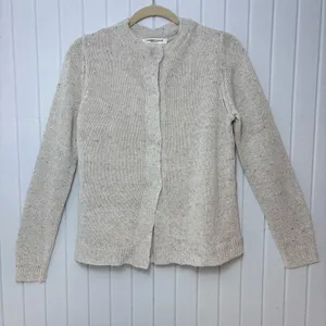 Lamberto Losani Linen Silk Blend Elegant Beige‎ Women's Cardigan Size S thumbnail 4
