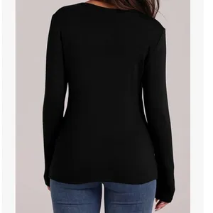 Wuhoupro‎ Women's Size Medium Long Sleeve T-Shirt Fleece Lined Black Microfiber thumbnail 2