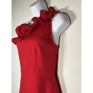 New TCEC Red‎ One Shoulder Ruffle Dress Size Large thumbnail 4