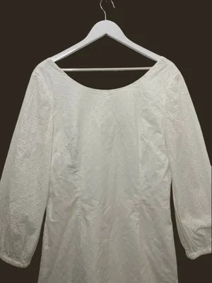 Hope & Henry 100% Organic Cotton Eyelet Lantern Sleeve V-Back Mini Dress 10 thumbnail 5