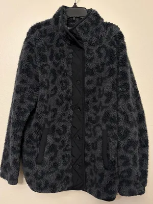 Member's Mark Cozy Sherpa Leopard Print Fleece Snap Button Jacket Medium thumbnail 1