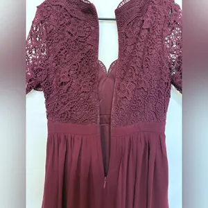 Lulus Angel in Disguise Burgundy Lace Skater Dress Size‎ Large thumbnail 8
