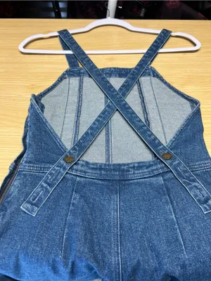Apiece Apart Carmen Denim Overalls Size 0 Blue Wide Leg Cross Back Jumpsuit thumbnail 8