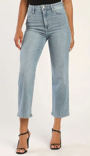 Just Black Denim Truly Cool Light Wash Ribcage Straight Leg Jeans thumbnail 2