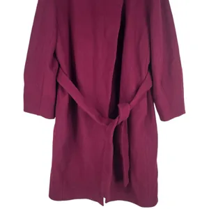 Ann Taylor Tie Waist Balloon Sleeve Wool Blend Coat Mulberry Size XXL thumbnail 6