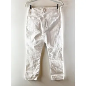 Good American Good Straight High Waist Raw Hem Jeans White 10 / 30 thumbnail 3