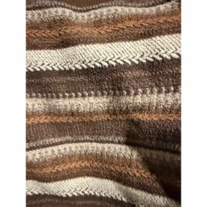 LCALE Sweater Womens L Brown Tan Cream Striped Vintage Crew Neck Knit thumbnail 3