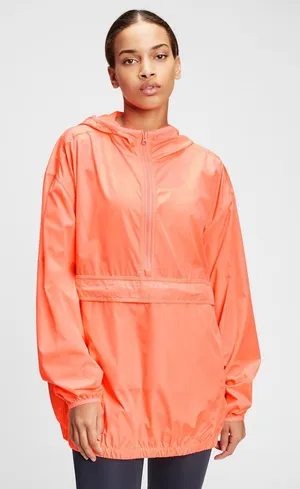 NEW Gap Orange Water Resistant Rain Coat Foldable Windbreaker Jacket Size XXS/XS thumbnail 1