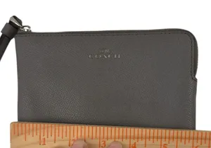 Coach F58032 Corner Zip Wristlet Crossgrain Leather Wallet Gray Small thumbnail 15