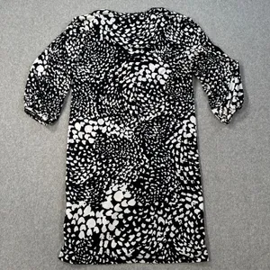 Banana Republic Shift Dress Black White Womens X-Small V-Neck 3/4 Balloon Sleeve thumbnail 9