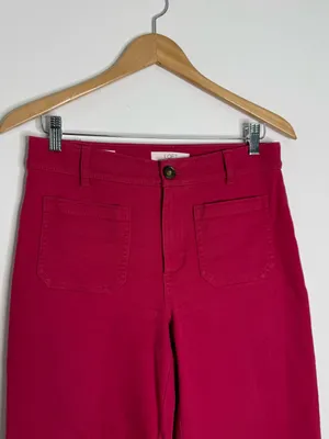 LOFT Palmer Wide Leg Pink Jeans 4 Petite High Rise Stretch Pants thumbnail 3