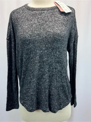Quince Women's Long Sleeve Heathered Gray Crewneck Top XS Cozy Flowknit Breeze thumbnail 2