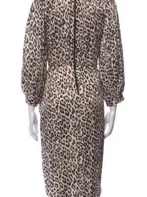 Alice + Olivia Jerilyn Shirred Leopard-Print Cupro-Blend Jacquard Dress thumbnail 3