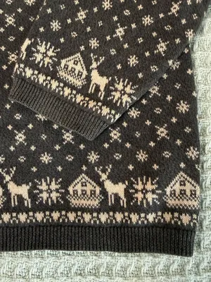 Vintage Y2K Woolrich Fair Isle 1/4 Quarter Zip Sweater Womens Large Gray Beige thumbnail 3