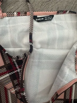 SHEIN Pink Plaid Cami Bodycon Mini Dress Size Small thumbnail 3