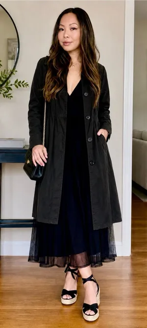 Kenneth Cole Reaction Black Trench Coat thumbnail 1