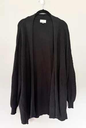 Universal Threads Black Textured Knit Open-Front Cardigan XL thumbnail 1