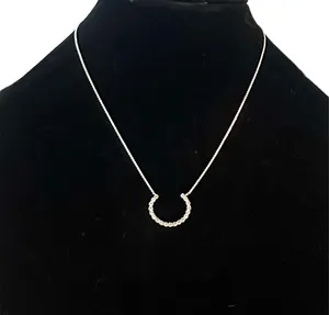 Silver tone rhinestone horseshoe necklace thumbnail 1