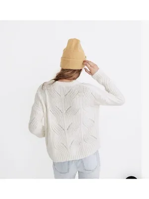 Madewell Charley Boxy Cozy Oversized Pullover Sweater XS Cream Alpaca Knit MC006 thumbnail 3
