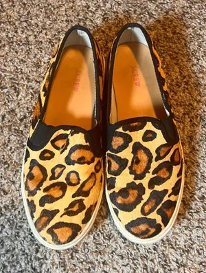 J.Crew Leopard Print Pony Hair Slip On Sneakers Casual Shoes Size‎ 7 thumbnail 1