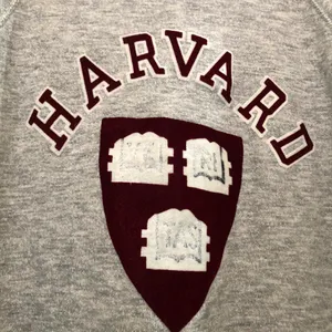 Vintage Grey Preppy Harvard crewneck sweatshirt with embroidered logo -Size M Great condition, measurements in pics thumbnail 2