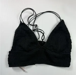 Pink Victorias Secret Strappy Crossback Lined Bralette Crop Top L‎ Black thumbnail 1