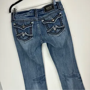 Miss Me Irene Bootcut Jeans Sz 31 Womens Distressed Faded Stitch Denim thumbnail 13