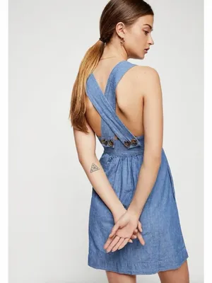 Free People Carolina Chambray Mini Dress thumbnail 3