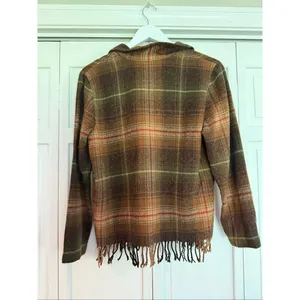 Norton Studios Vintage Wool fringe crop button down size 4 petite Brown thumbnail 4