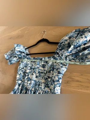 Abercrombie & Fitch Emerson Blue Floral Midi Dress blue floral size medium thumbnail 8