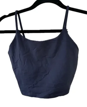 Unbranded Women's Navy Built In Unpadded Bra Stretch Crop Tank Top M thumbnail 1