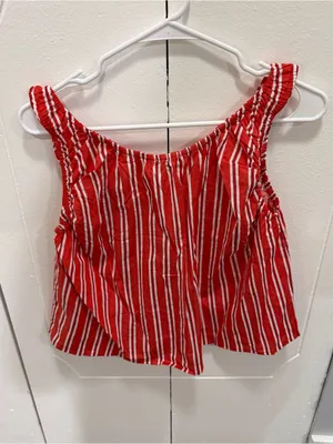 NWT WeWoreWhat by Anthropologie Red Stripped Scoop Beck Cami thumbnail 4