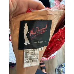 Mac Duggal Red Lace Sequin Corset Crop Top Sweetheart Formal Bodice Size 4 thumbnail 3