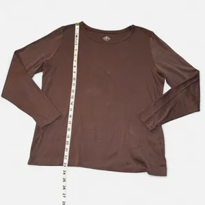 St. John’s Bay brown long sleeve cotton shirt, size Large thumbnail 3