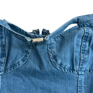HELLO MOLLY The Eve Denim Mini Dress S Blue Sleeveless Cotton Stretchy thumbnail 7