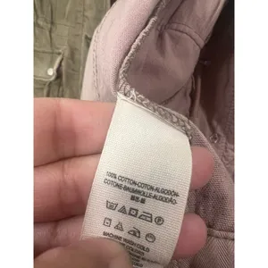 Free People Washed Olive Distressed Surplus Utility Jacket Pink Faded Small thumbnail 12