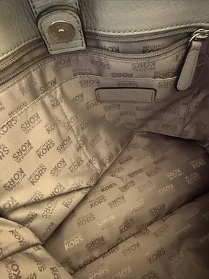 Michael Kors Light Gray Pebbled Leather Satchel with Chain Strap thumbnail 10