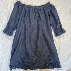 Abercrombie &‎ Fitch Off the Shoulder Blue Embroidered Loose Fit Dress Small thumbnail 4