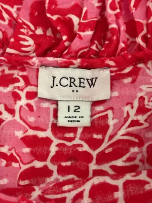 J. Crew Printed Ruffle Midi Dress in Azalea Belvedere Red Floral thumbnail 4