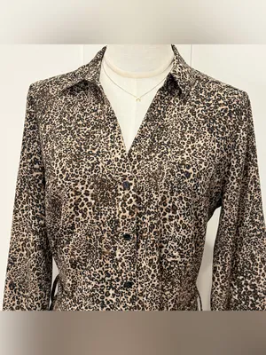 1. State Leopard Print Shirtdress Small 3/4 Sleeve Belt Fall City Chic Maximal thumbnail 7