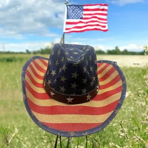 NWT Sunshade American Flag Cowboy Hat thumbnail 1