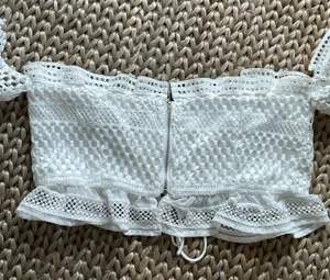 The Vintage Shop White Lace Sheer Corset Croptop L thumbnail 3