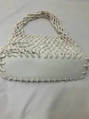 White Mini Macramé Knot Tote Bag Women’s Accessory thumbnail 2