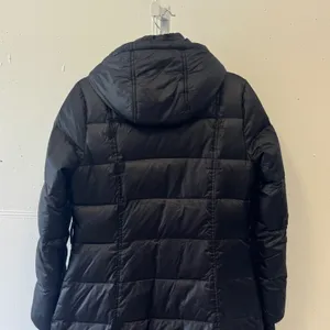 DKNY Women's Black Hooded Long Puffer Coat Down Fill Fleece Lined Jacket Small thumbnail 6