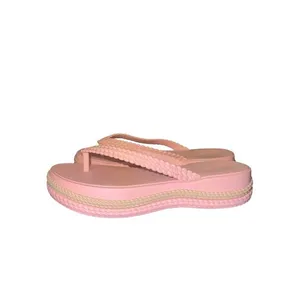 Melissa Leblon Platform Flip Flops Pink Beige 7 Braided Y2K Sandals thumbnail 5
