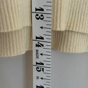 Zara Ribbed Knit Crop Top Cream Yellow Long Sleeve Side Tie Sweater Small thumbnail 5