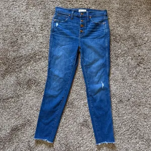 Madewell 10 High-Rise‎ Skinny Jeans Blue Button Fly Distressed J7914 Womens 28 thumbnail 4