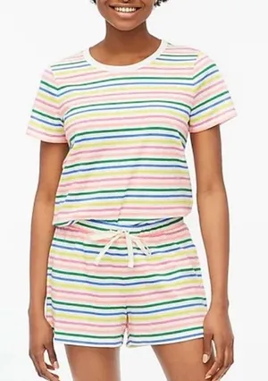 J.Crew Rainbow Stripe Cotton Pajama Short Set Sz.XS thumbnail 1