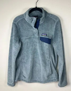 Patagonia Re Tool Snap T Pullover Blue Fleece Polartec Pockets Outdoors Sz Large thumbnail 1